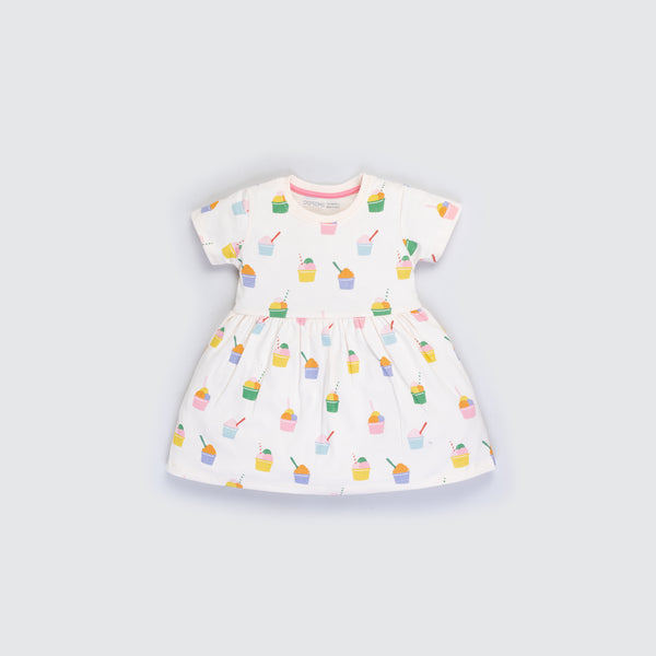 Girl's Stretch All Over Print Dress - Ice Cream Print
