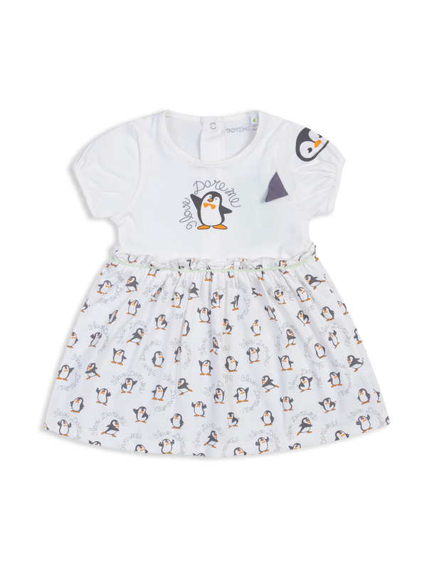 Baby Girl's penguin Stretch Dress - Brunt Orange