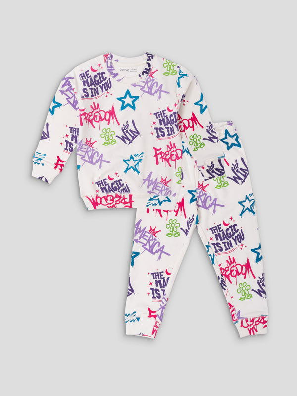 Girl's Apex Co-Ord Set - Freedom Print