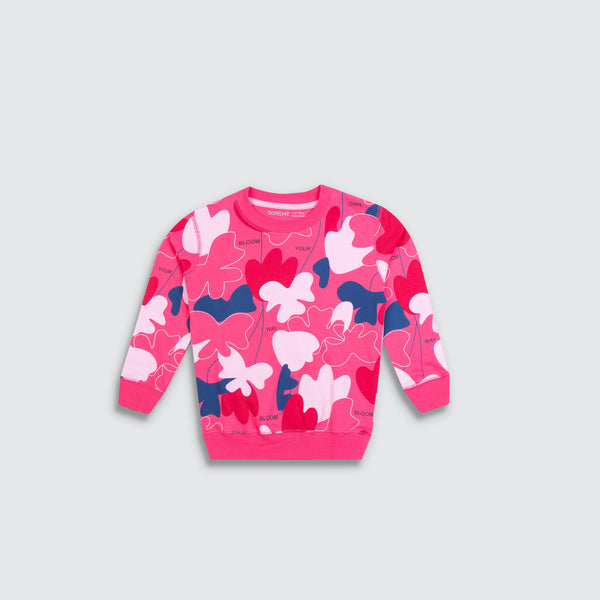 Girls Terry Printed Sweatshirt - Brink Pink