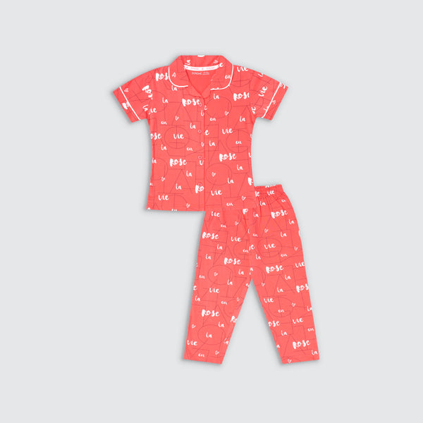Girls Pyjama Set -  Candy Coral
