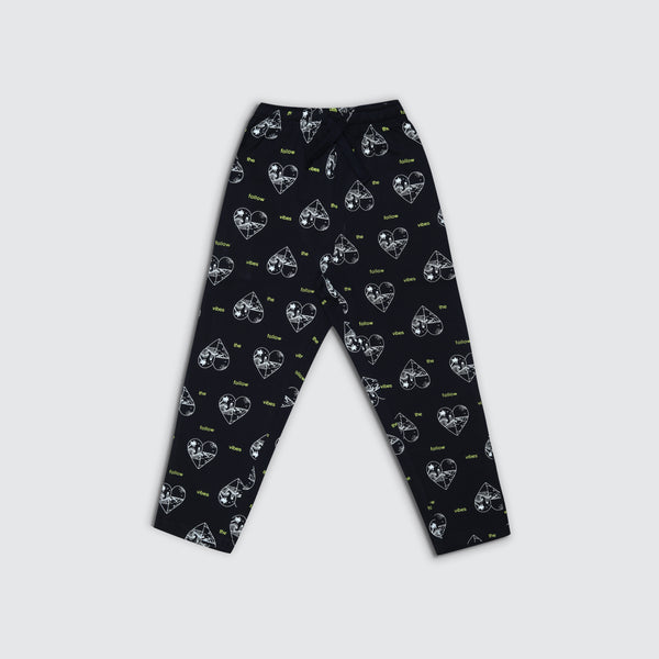 Girl's Printed Track Pant - Space Navy