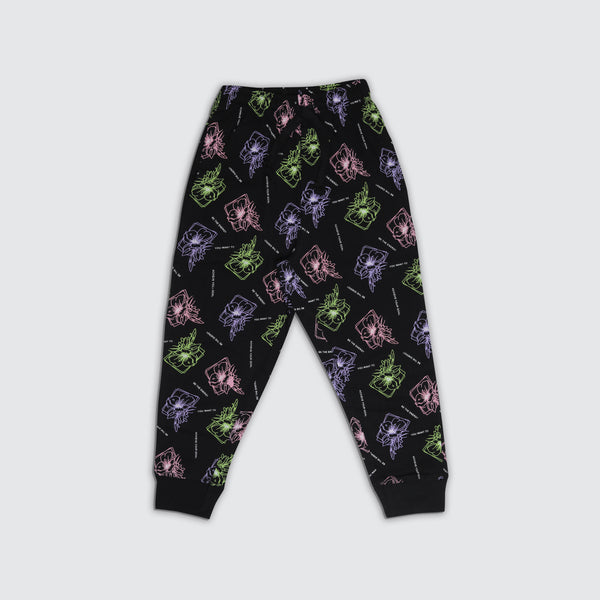 Girl's Printed Joggers - Black