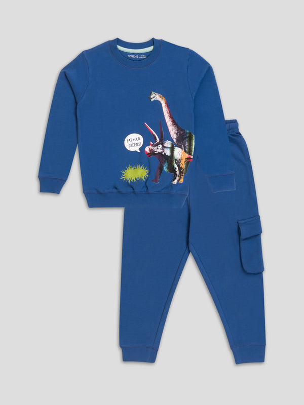 Boy's Terra Co-Ord Set - T-rex Blue