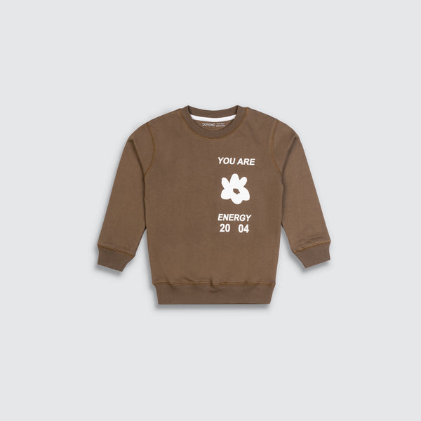 Boys Terry Printed Sweatshirt - Mid Khaki