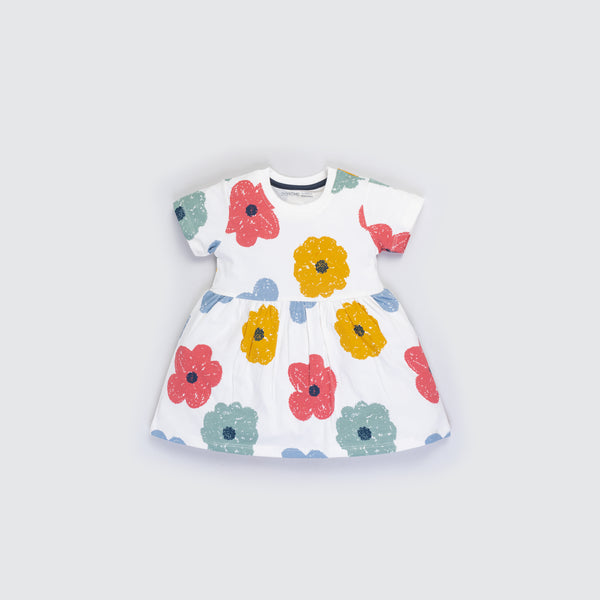 Girl's Stretch All Over Print Dress - Flower Print