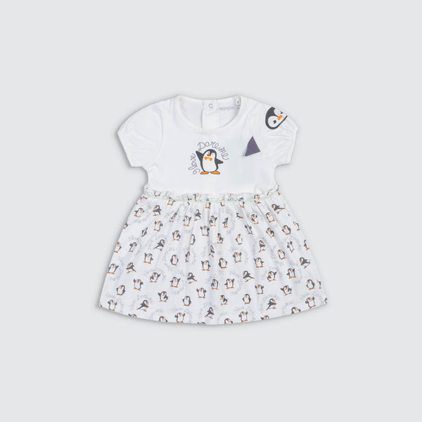 Baby Girl's penguin Stretch Dress - Brunt Orange