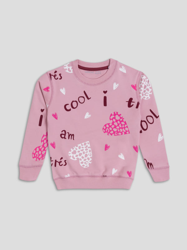 Girl's Apex All Over Print Sweatshirt - Haze Pink