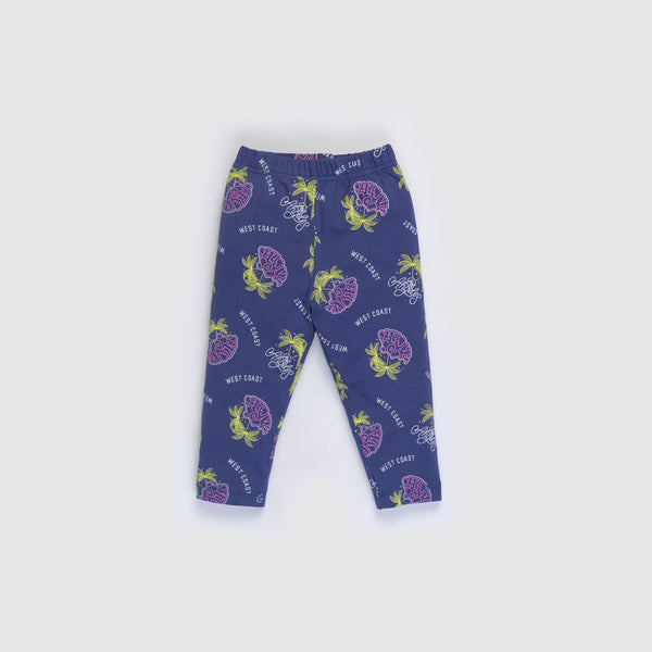 Girl's All Over Print Capri - Blue Berry