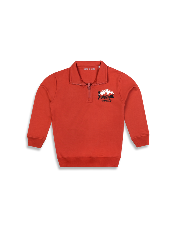 Boys Apex Quarter Zip Up Sweatshirt - Fire Rust