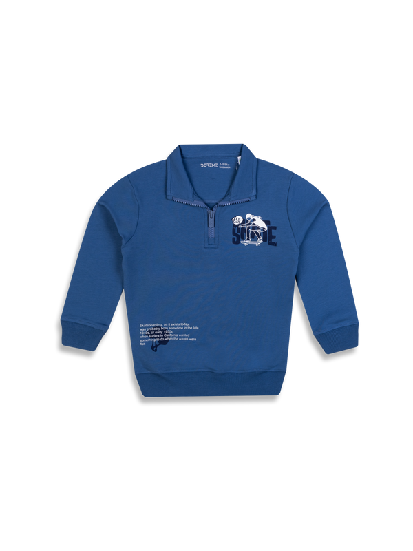 Boys Apex Quarter Zip Up Sweatshirt - Candy Blue