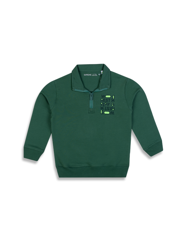 Boys Apex Quarter Zip Up Sweatshirt - Brave Green