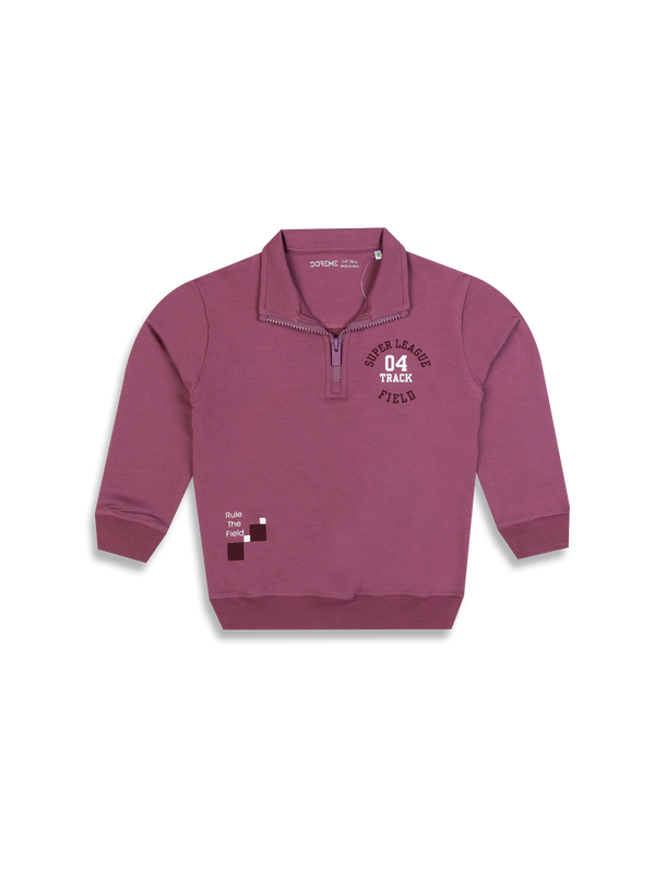 Boys Apex Quarter Zip Up Sweatshirt - Plum