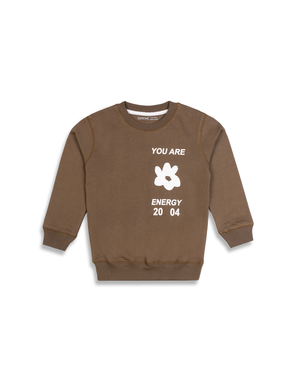 Baby Boys Terry Printed Sweatshirt - Mid Khaki