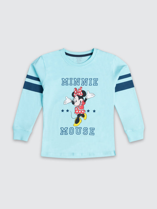 Disney Girls Rib T-Shirt - Cyan Blue