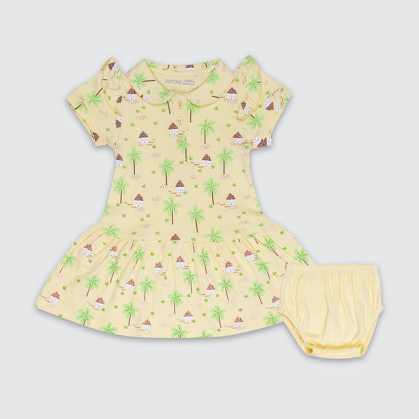 Newborn Premier All Over Print Dress - Lawn Yellow