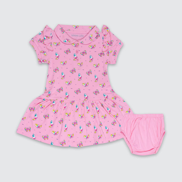 Baby Girl's Premier All Over Print Dress - Crepe Pink