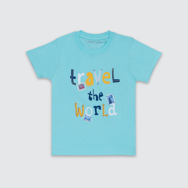 Newborn Printed T-shirt - Cyan Blue