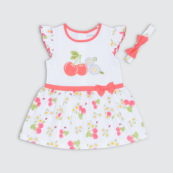 Baby Girl's Versatile Cherry Dress - Floral Coral