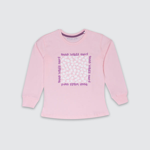 Girls Long Sleeve T-Shirt - Lace Pink