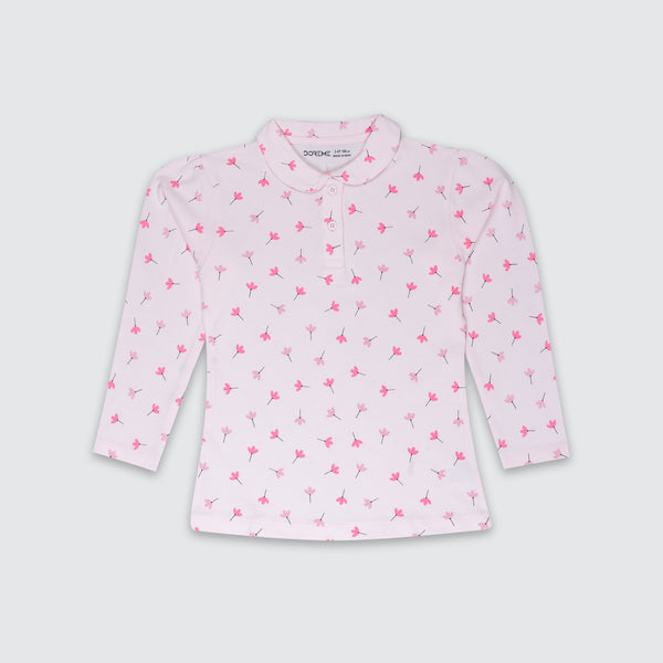 Girls Polo T-Shirt - Water Pink
