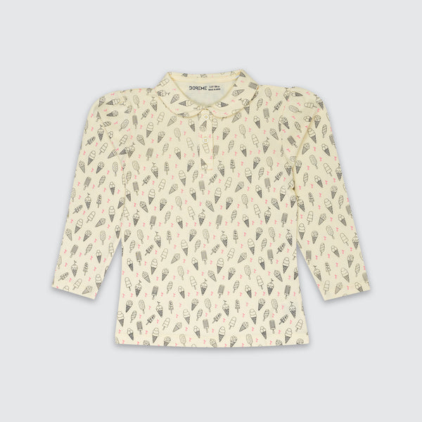 Girls Polo T-Shirt - Butter Milk