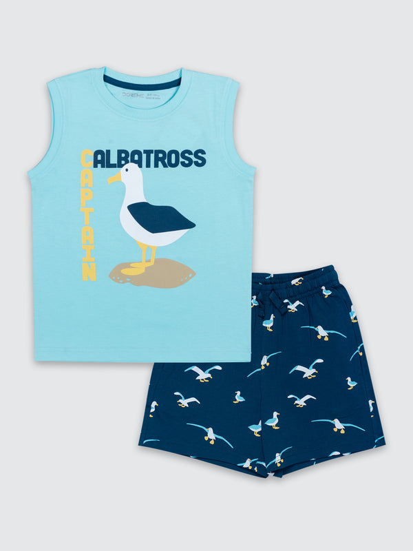 Baby Boy's Shorts Set - Cyan Blue/Captain Blue