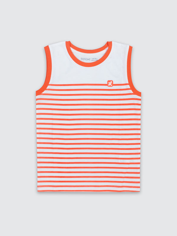 Boys Stripe Sleeveless T-Shirt - Sunset Orange