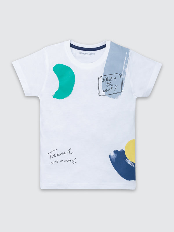 Boy's Printed T-Shirt - White