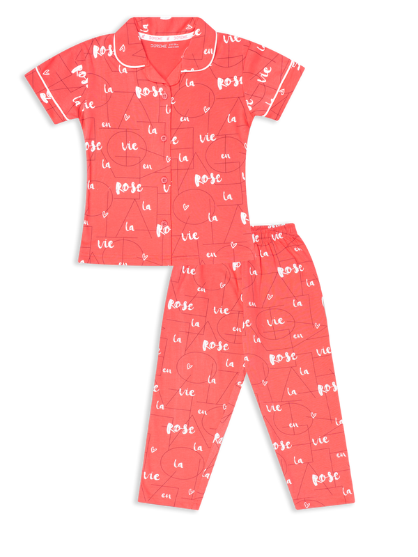 Girls Pyjama Set -  Candy Coral