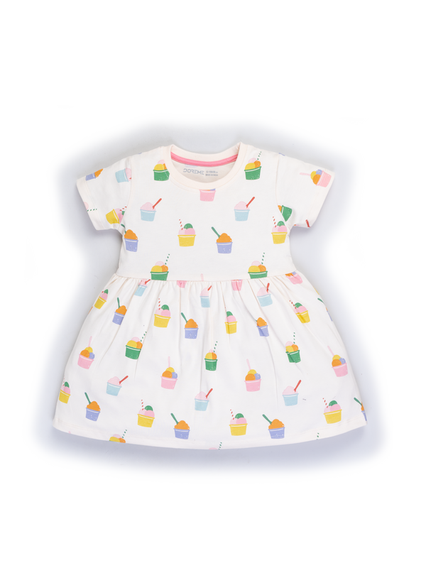 Baby Girl's Stretch All Over Print Dress - Ice Cream Print