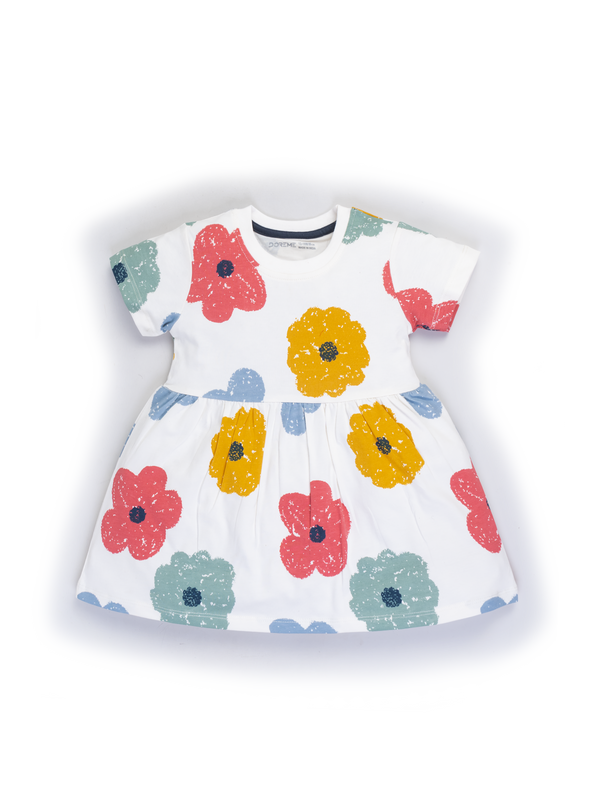 Baby Girl's Stretch All Over Print Dress - Flower Print