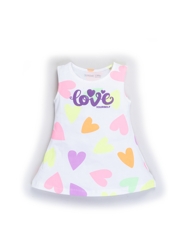 Newborn Stretch All Over Print Dress - Heart Print