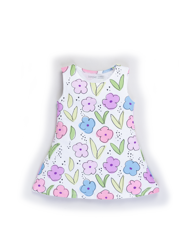 Newborn Stretch All Over Print Dress  - Flower Print