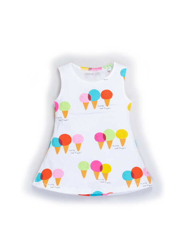 Newborn Stretch All Over Print Dress  - Ice Cream Print