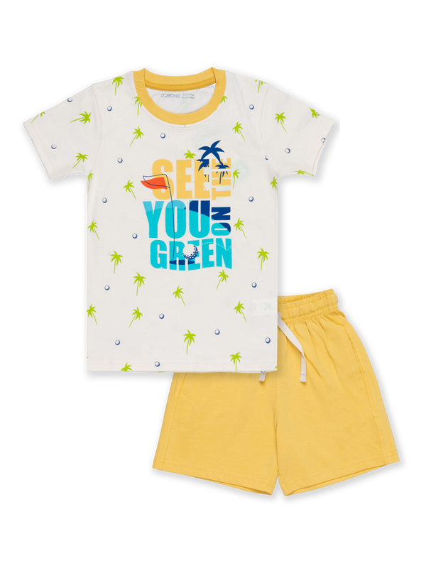 Boy's Shorts Set - Ivory / Shark Yellow