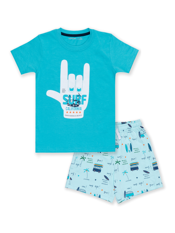 Boy's Shorts Set - Shark Blue/Tiffany Blue