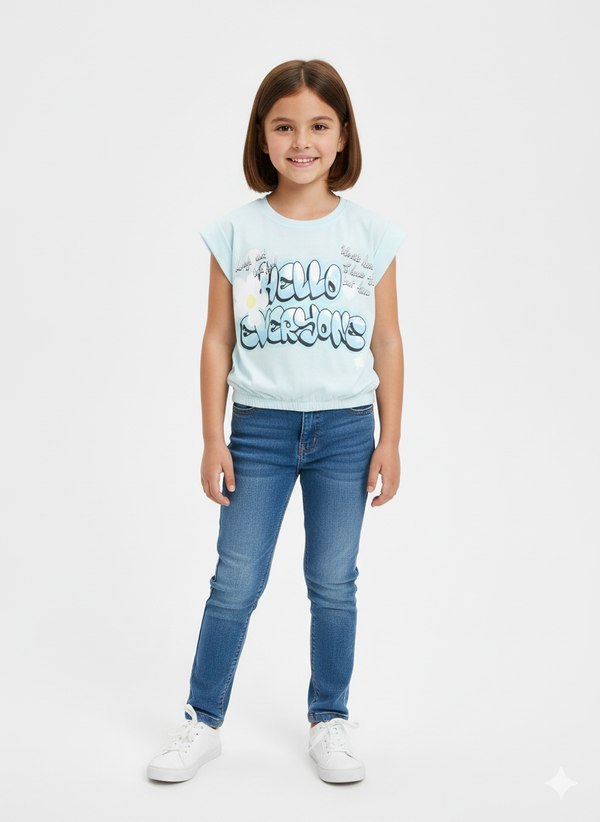 Baby Girl's Turn-Up T-Shirt - Best Aqua