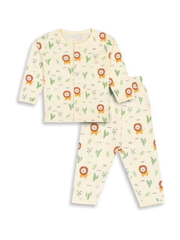 Newborn Front Open Pyjama Set - Butter Milk