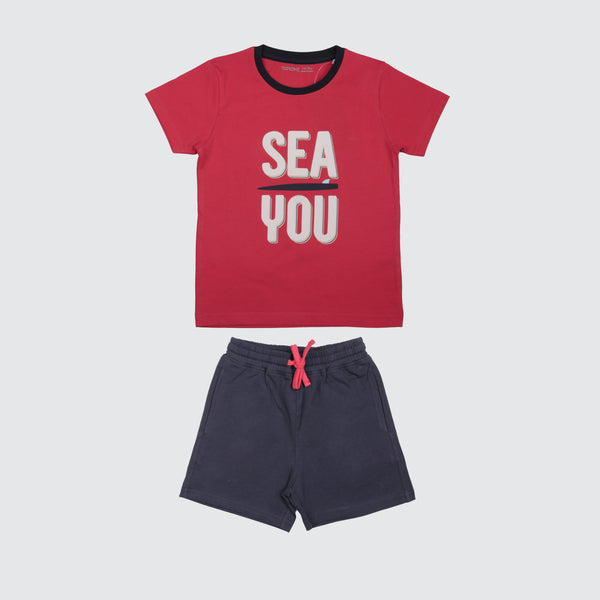 Boys Shorts Set - Poppy Red