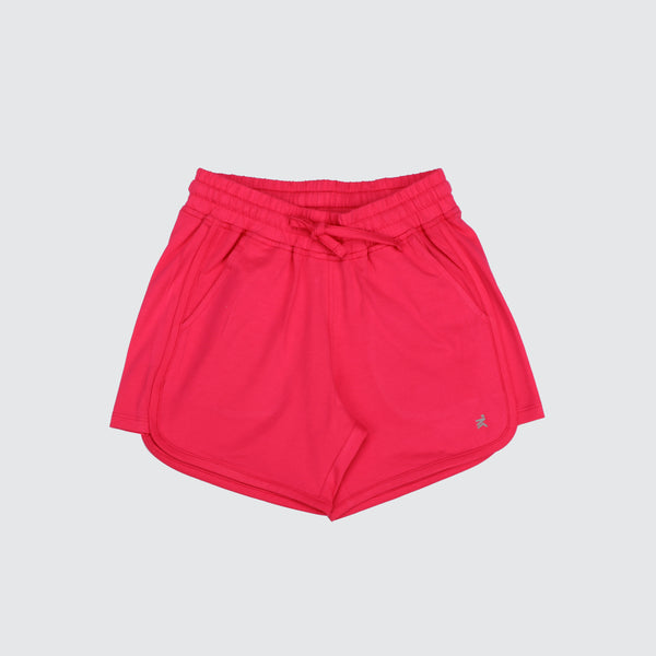 Girls Stretch Solid Shorts - Neon Pink