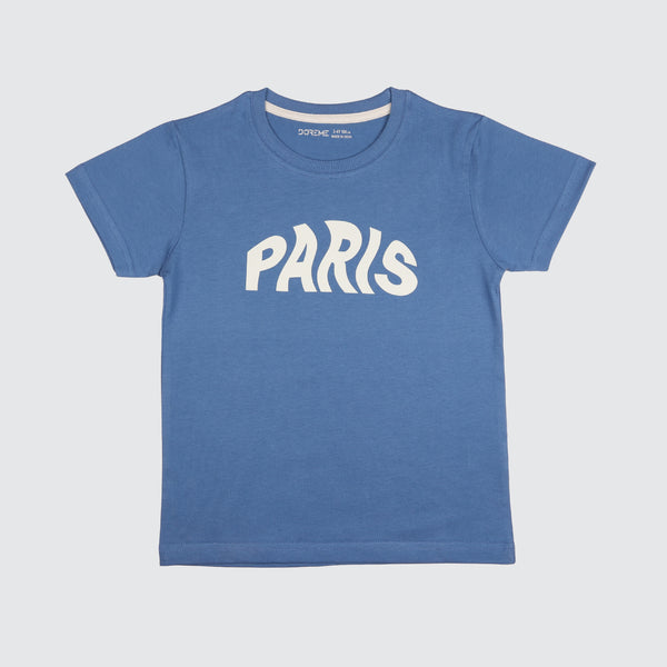 Boys Slogan T-shirt - Paris Blue