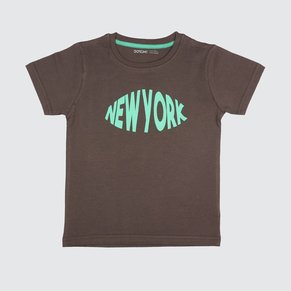 Boys Slogan T-shirt - New York Grey