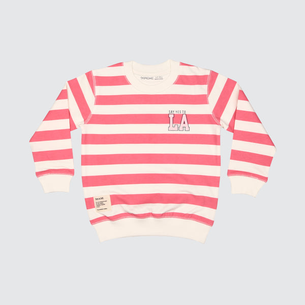 Girls Stripe Sweatshirt- L.A Pink