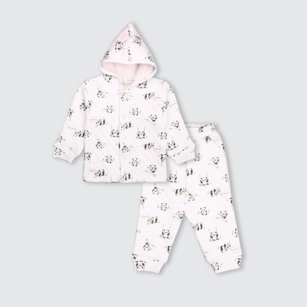 Newborn Hoodie Padded Suit  - Panda Print