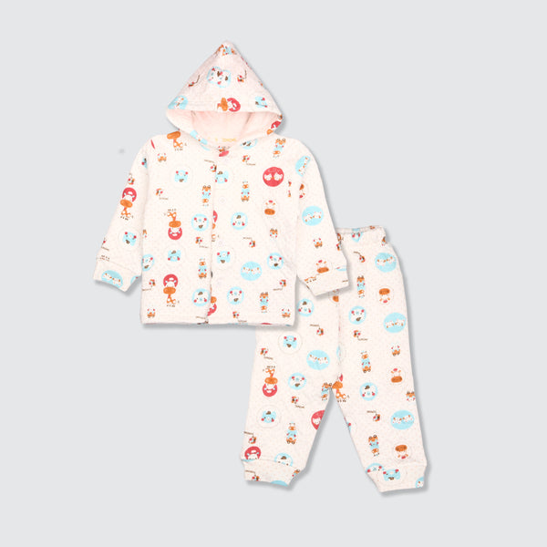 Newborn Hoodie Padded Suit  - Cat Print