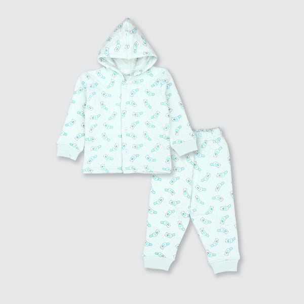 Newborn Hoodie Padded Suit  - Ice Berg Blue