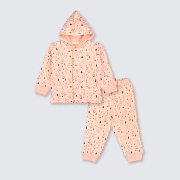 Newborn Hoodie Padded Suit  - Cloud Peach