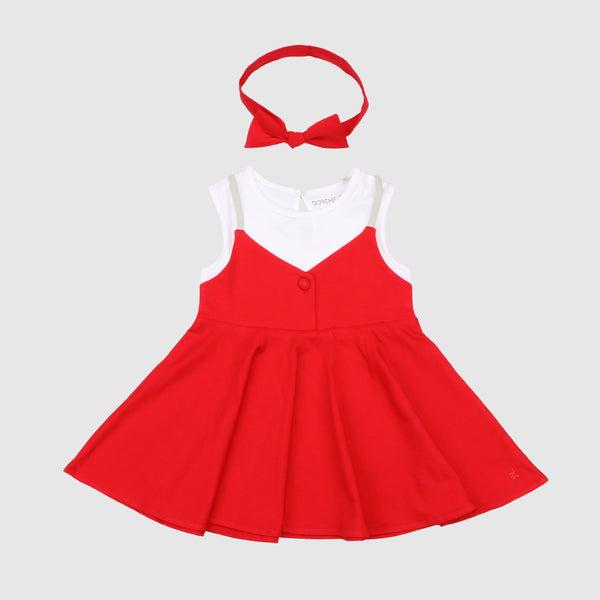 Baby Girl's Stretch Dress - White/Scarlet Red