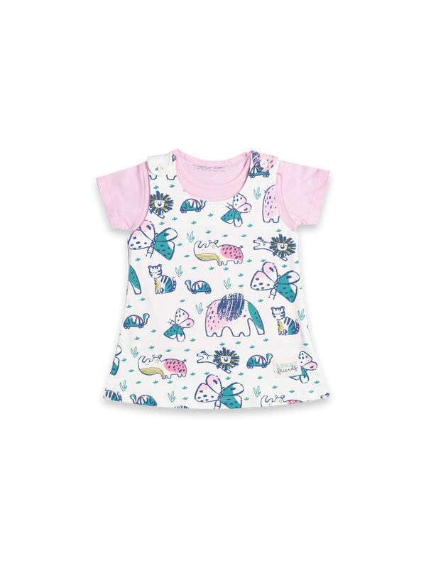 Baby Girl's Jungle Combined Dress - Cameo Pink